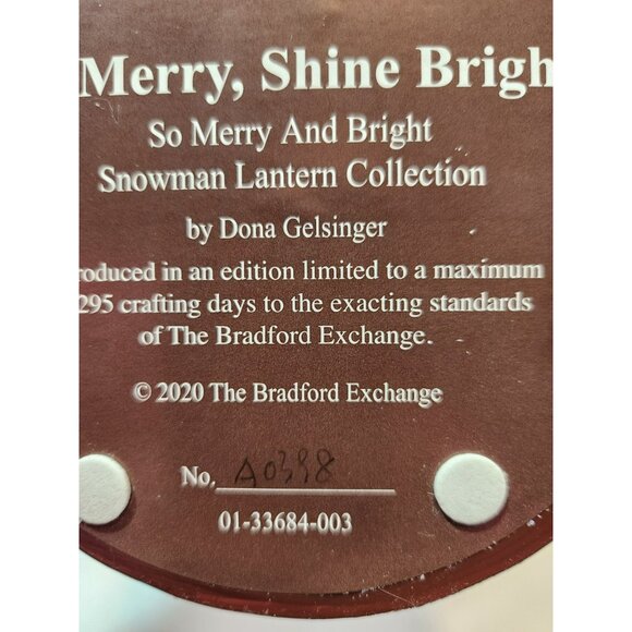 Bradford Exchange Be Merry Shine Bright Snowman Lantern11" Dona Gelsinger - Picture 15 of 16